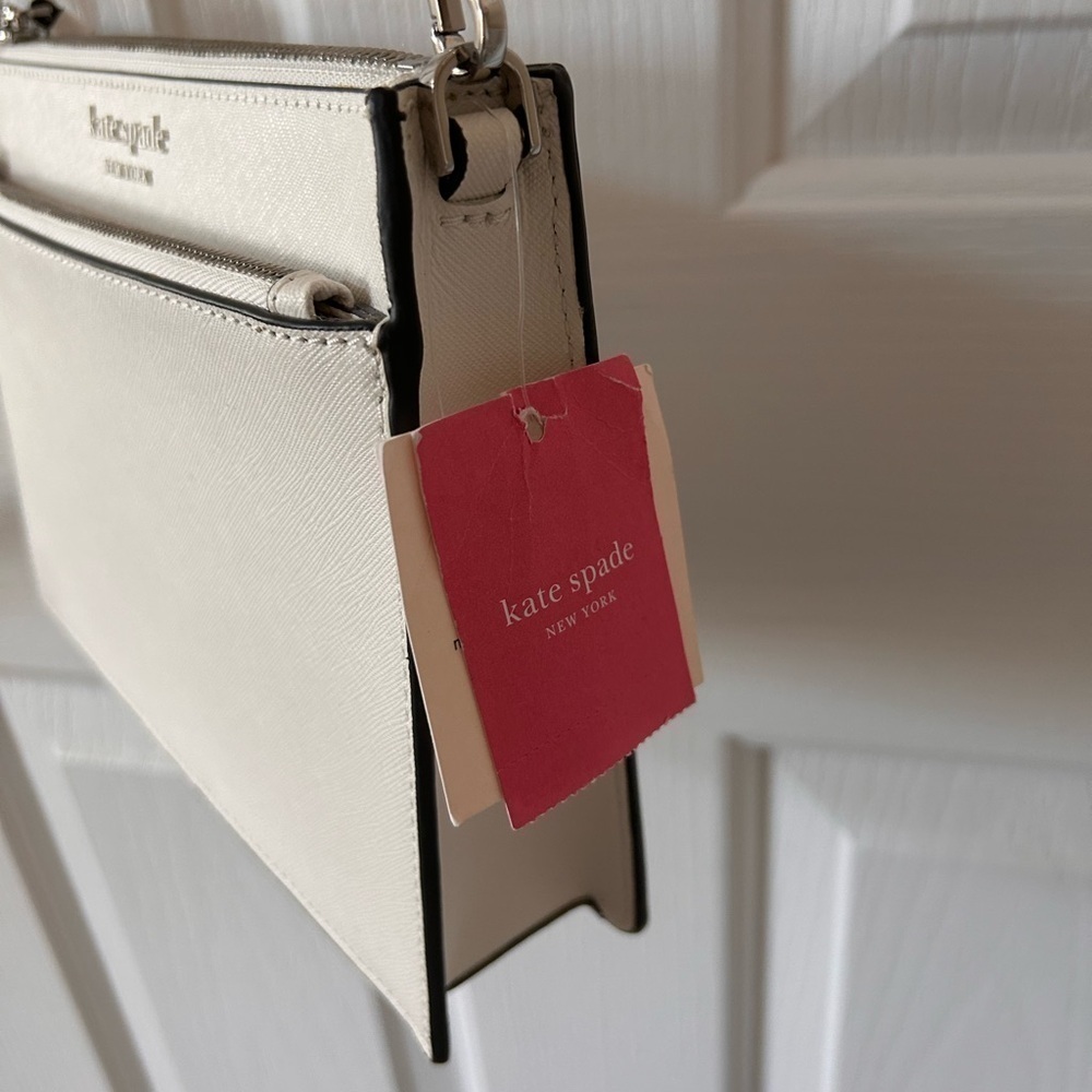 NWT KATE SPADE Leather Bag, Zip Crossbody, CAMERON, White. - Picture 3 of 8